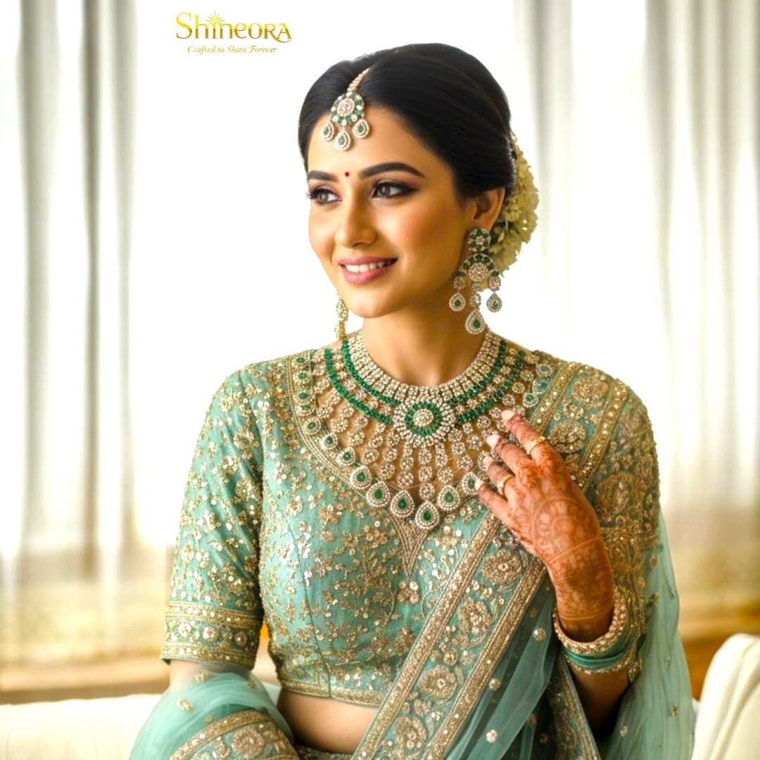 Zehra Mint Bridal Necklace Set